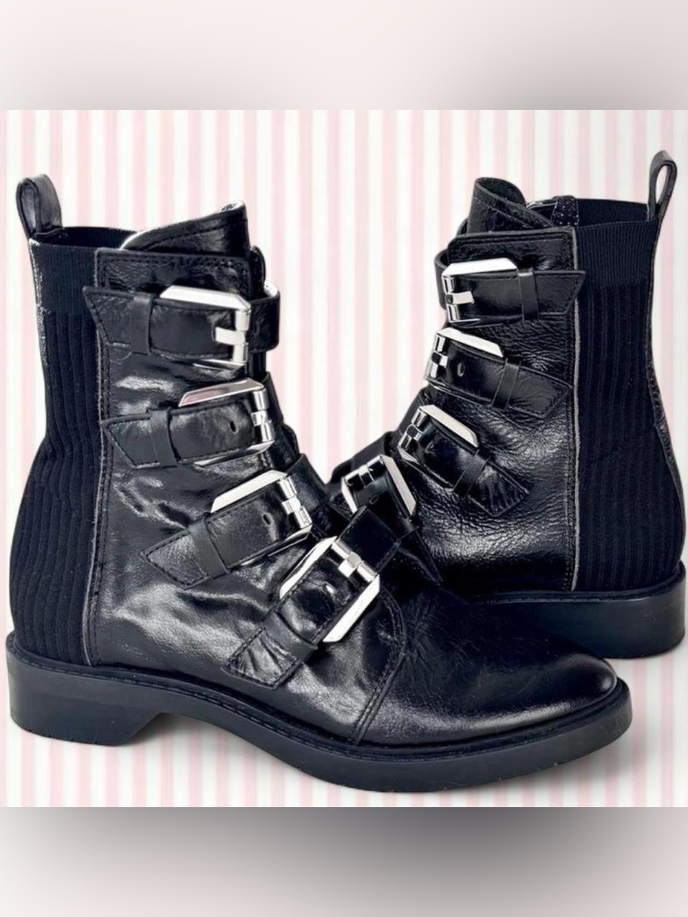 Dolce Vita Gaven Moto Boots Black Leather Buckle Biker Size 6